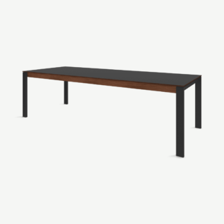 An Image of Corinna 12 Seat Dining Table, Grey HPL & Black