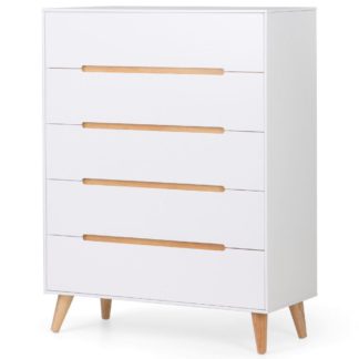 An Image of Alicia White and Oak 5 Drawer Wooden Chest