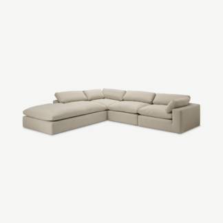 An Image of Samona Left Hand Facing Full Corner Sofa, Natural Cotton & Linen Mix