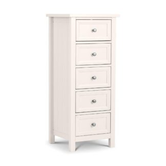 An Image of Maine White 5 Drawer Wooden Tall Chest