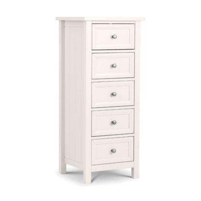 An Image of Maine White 5 Drawer Wooden Tall Chest