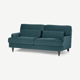 An Image of Tamyra 2 Seater Sofa, Steel Blue Velvet