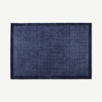 An Image of Jago Border Rug, Extra Large 200 x 300cm, Ink Blue