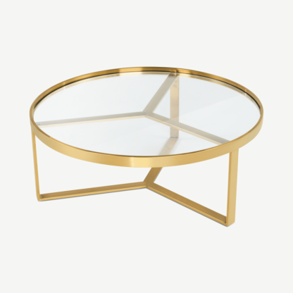 An Image of Aula Coffee Table, Brushed Brass & Glass