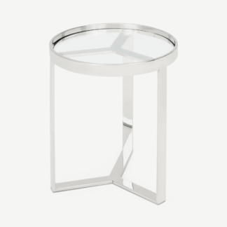 An Image of Aula Side table, Stainless Steel and Glass