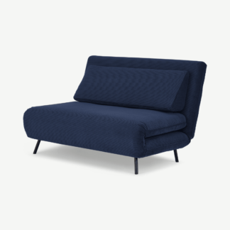 An Image of Kahlo Double Sofa Bed, Navy Corduroy Velvet