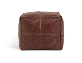 An Image of Habitat Faux Leather Footstool - Brown