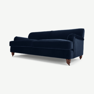An Image of Orson 3 Seater Sofa, Ink Blue Velvet