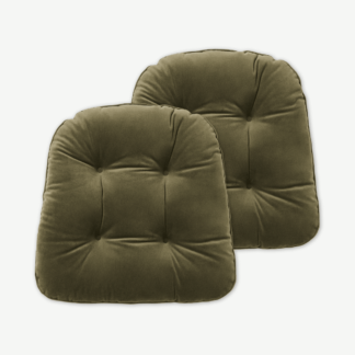 An Image of Julius Set of 2 Velvet Top Seat Pads, 40 x 40cm, Pistachio Green