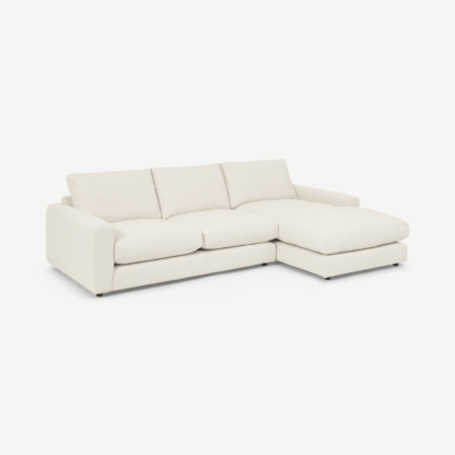 An Image of Arni Right Hand Facing Chaise End Sofa, Ivory White Boucle