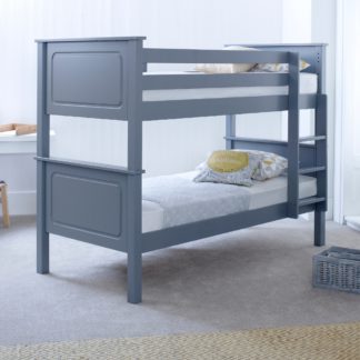 An Image of Vancouver Grey Solid Pine Wooden Bunk Bed Frame - 3ft Single
