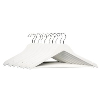 An Image of Wooden Hangers 10 Pack in Shipper White