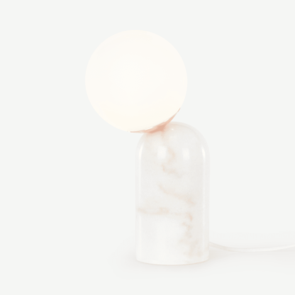An Image of Vetro Table Lamp, White Marble & Copper
