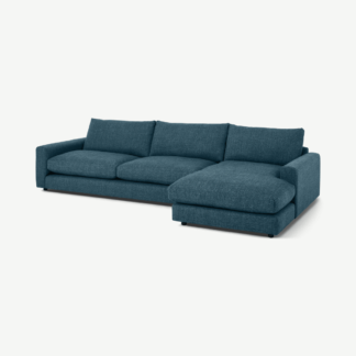 An Image of Arni Large Right Hand Facing Chaise End Corner Sofa, Aegean Blue Textured Weave