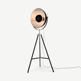 An Image of Chicago Tripod Floor Lamp, Black and Silver