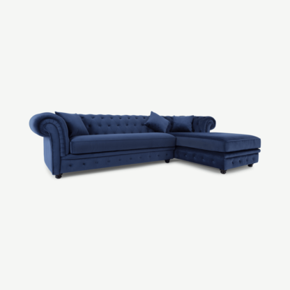An Image of Branagh Right Hand Facing Chaise End Corner Sofa, Electric Blue Velvet