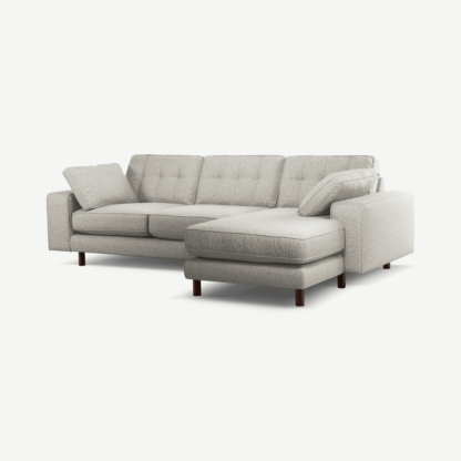 An Image of Content by Terence Conran Tobias, Right Hand facing Chaise End Sofa, Textured Weave Grey, Dark Wood Leg