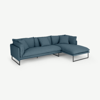 An Image of Malini Right Hand Facing Chaise End Sofa, Orleans Blue