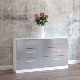 An Image of Lynx White and Grey 6 Drawer Wide Chest