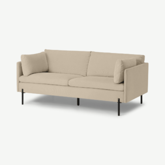 An Image of Zarina Large 2 Seater Sofa, Stone Corduroy Velvet