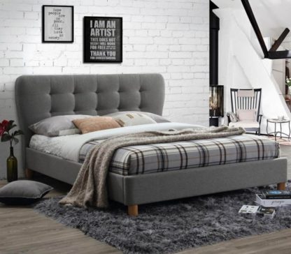 An Image of Stockholm Grey Fabric Bed - 4ft Small Double