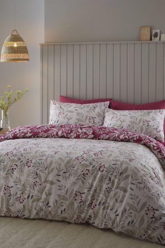 An Image of Brushed Lingonberry Floral Double Duvet Set