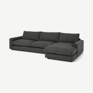 An Image of Arni Large Right Hand Facing Chaise End Corner Sofa, Slate Textured Weave