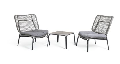 An Image of Habitat Nora 2 Seater Metal Bistro Set - Grey