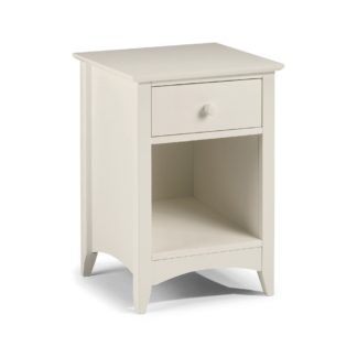 An Image of Cameo Stone White 1 Drawer Bedside Table