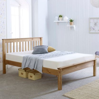 An Image of Wooden Bed Frame 5ft King Size Chester Waxed Pine