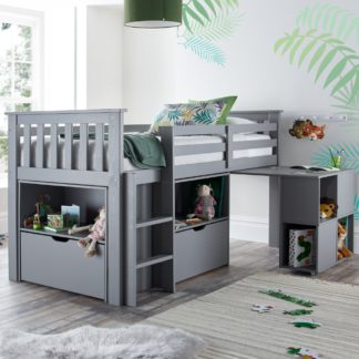 An Image of Milo Grey Wooden Mid Sleeper Kids Bed Frame - 3ft Single
