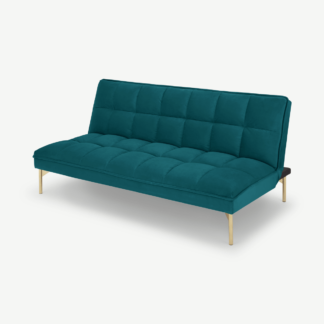 An Image of Hallie Click Clack Sofabed, Tuscan Teal Velvet