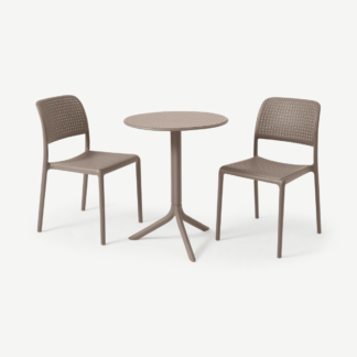 An Image of Nardi 2 Seat Bistro Set, Light Grey Fibreglass & Resin