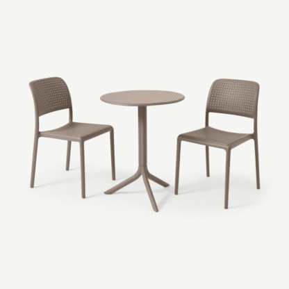 An Image of Nardi 2 Seat Bistro Set, Light Grey Fibreglass & Resin