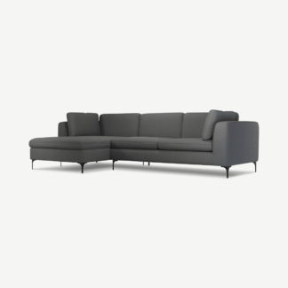 An Image of Monterosso Left Hand Facing Chaise End Sofa, Elite Grey with Black Leg