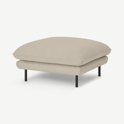 An Image of Analia Soft Filled Pillow Top Ottoman, Natural Cotton & Linen Mix