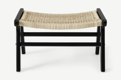 An Image of Modica Footstool, Rattan & Black