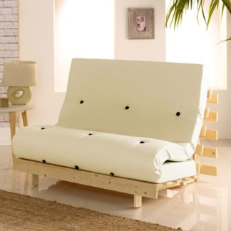 An Image of Metro Cream Cotton Drill Fabric Tufted Futon Mattress - 2ft6 Small Single