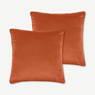 An Image of Julius Set of 2 Velvet Cushions, 59 x 59cm, Burnt Orange