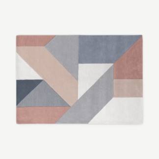 An Image of Holden Geometric Hand Tufted Wool Rug, Large 160 x 230cm, Neutral Pink