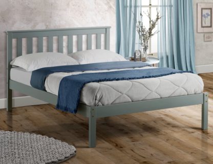 An Image of Solid Pine Wooden Bed Frame 5ft King Size Denver Grey