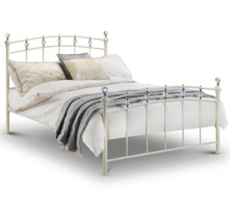 An Image of Sophie Stone White Metal Bed Frame - 4ft6 Double