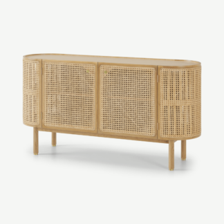 An Image of Ankhara Sideboard, Natural Oak & Rattan