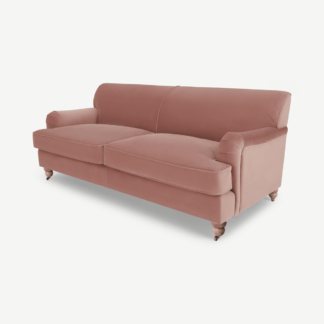 An Image of Orson 3 Seater Sofa, Vintage Pink Velvet