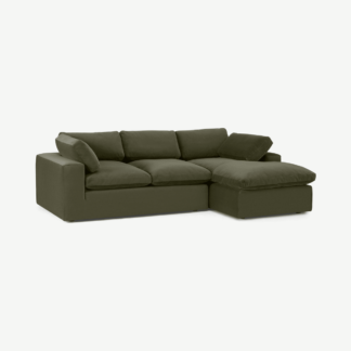 An Image of Samona Right Hand Facing Chaise End Sofa, Pistachio Green Velvet