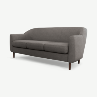 An Image of Tubby 3 Seater Sofa, Pewter Grey with Dark Wood Legs