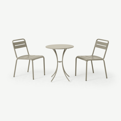 An Image of Emu 2 Seat Bistro Set, Light Grey Powder-Coated Steel