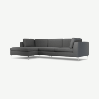 An Image of Monterosso Left Hand Facing Chaise End Sofa, Elite Grey with Chrome Leg