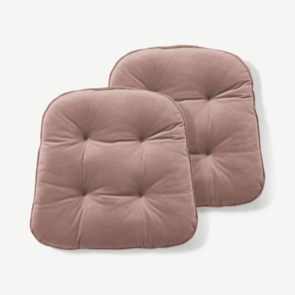 An Image of Julius Set of 2 Velvet Top Seat Pads, 40x40cm, Soft Pink