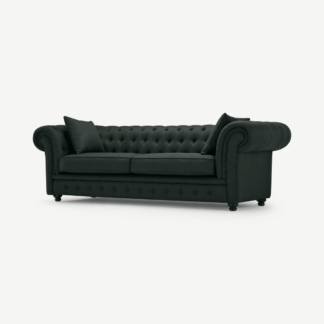 An Image of Branagh 3 Seater Chesterfield Sofa, Anthracite Grey